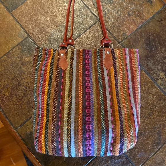 Rustic bohemian eclectic handwoven tribal wool funky colorful computer bag purse - Picture 4 of 10